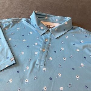 Straight Down Shirt Mens XXL Blue Polo Golf Performance PGA West Tree Fish